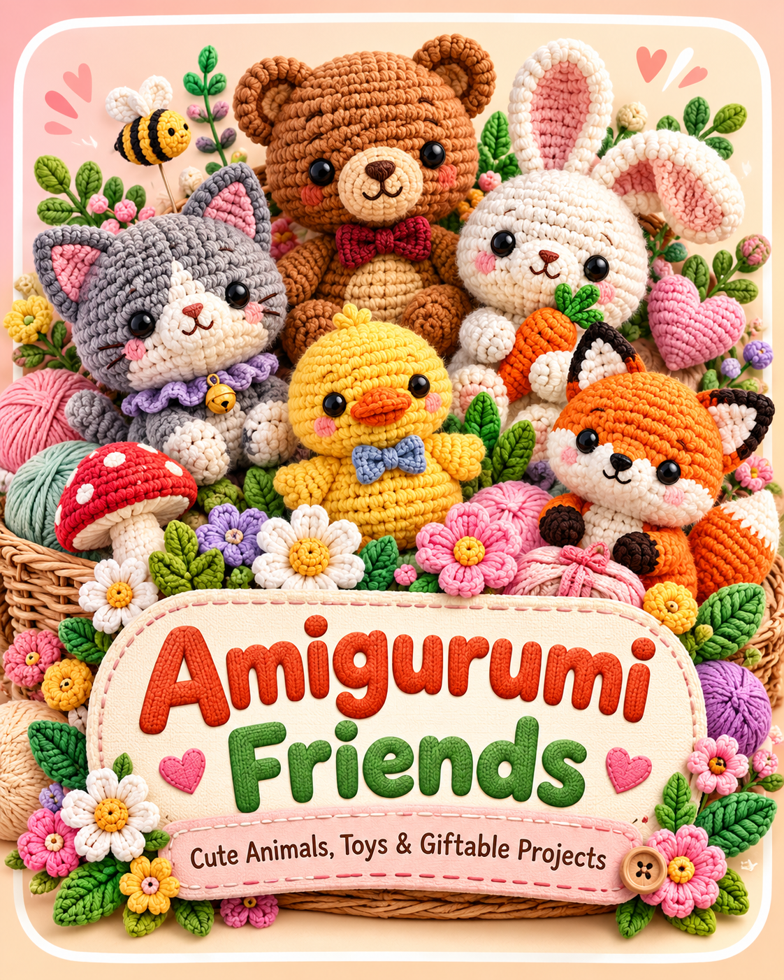 Illustrated cover for amigurumi crochet eBook concept
